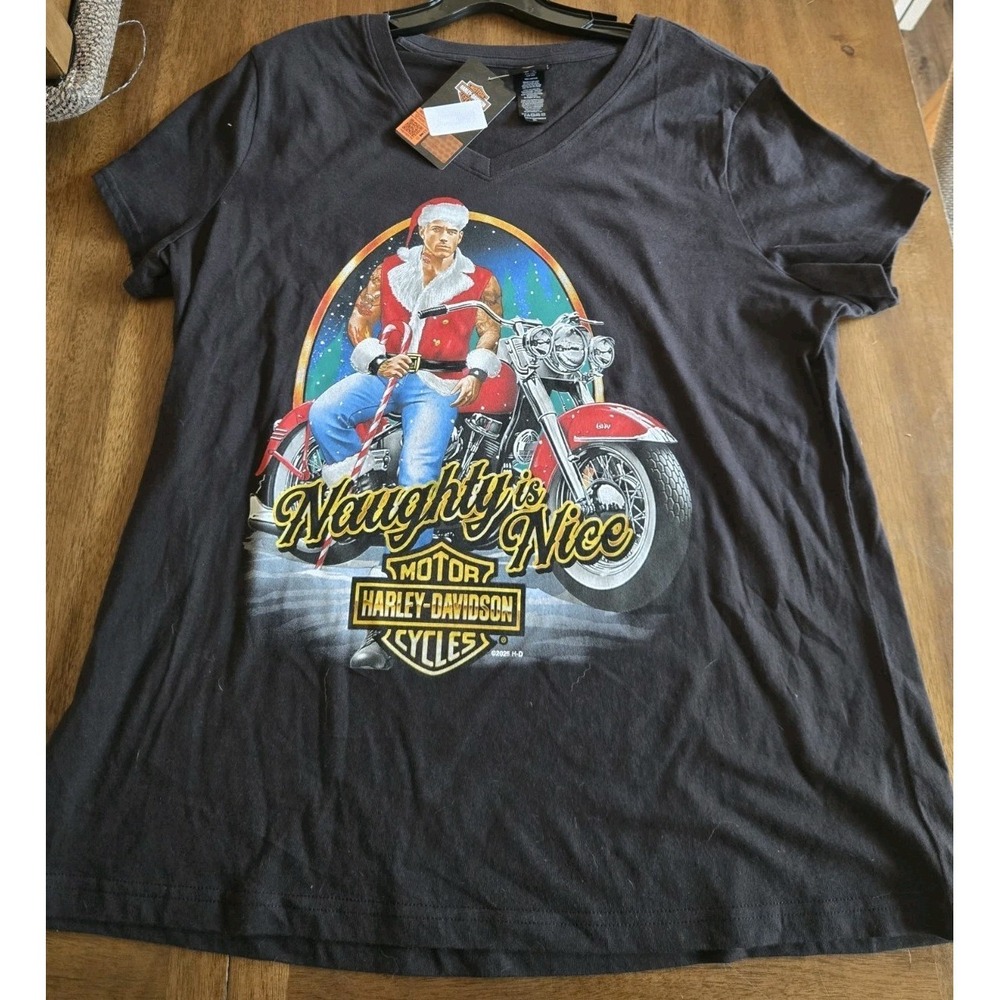NWT Harley-Davidson Womens Christmas "Naughty is nice" T-shirt - XL - Madison